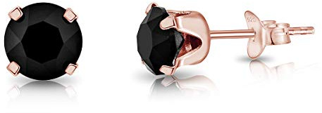 Pendientes de Botón Mujer Plata de Ley 925 Chapados Oro Rosa 18k con Brillantes de Cristal Multicolor - Pendientes Mujer Oro Rosa - Hipoalergénicos para Pieles Sensibles - Diámetro 6 mm