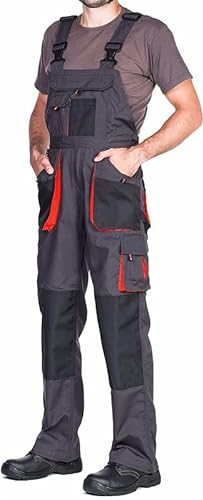 Mazalat - Salopette da lavoro, da uomo, con tasche imbottite, taglie S-XXXL, alta qualità, colore: nero