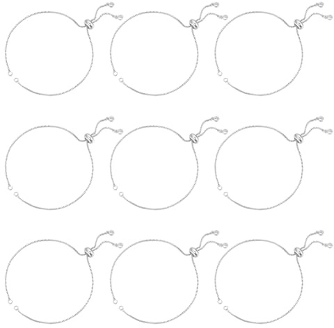UNICRAFTALE 24cm 10pcs Braccialetto Scorrevole in Ottone Braccialetto Scorrevole Regolabile con Catene A Scatola in Zirconi Cubici Catene Estensibili per Gioielli, Colore Acciaio Inossidabile
