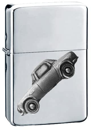 Japanisches Oldtimer S800 Hard Top ref99 Zinn-Effekt Design auf einem Flip-Top-Benzinfeuerzeug, winddicht, Silber nachfüllbar