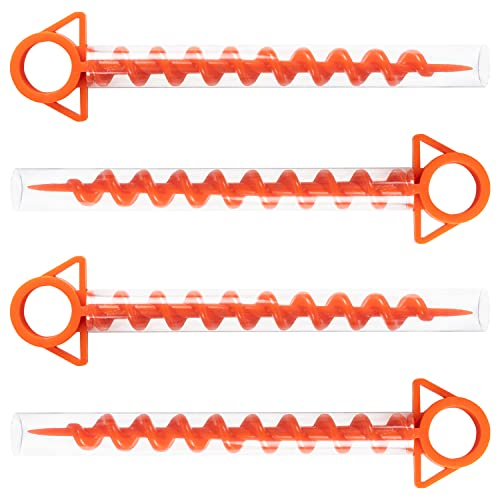 Andes Orange Heavy Duty Ground Anchor Camping Stake Threaded Tent & Gazebo Pegs (pack of 4)