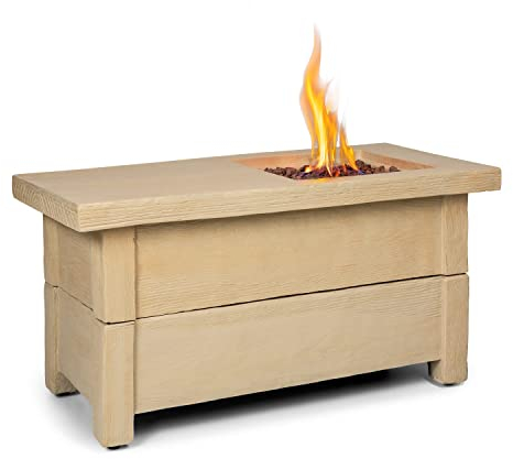 Blumfeldt Corinth Gas-Feuerstelle, Heizstrahler & Feuerstellen 40.000BTU/13kW, Feuerstelle mit Abdeckung, Heizstrahler Gas, Edelstahlbrenner, beige