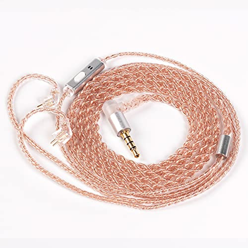 Yinyoo KBEAR KBX4860 Cable de monitor de oído 2 pines 3,5 mm macho cobre puro 4 núcleos cable de repuesto para auriculares con micrófono KS1/KS2/LARK/Robin/Melody (TFZ 3,5 mm con micrófono)