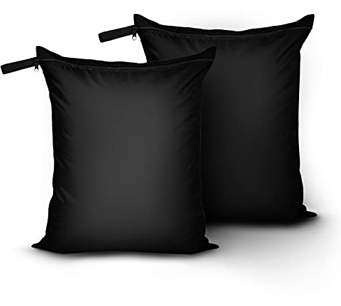 OTraki våt väska simning vattentät 2-pack resetvättväska smutsig våt kläder väska återanvändbar hängande dragkedja organisering förvaringsväska för gym baddräkt träning yoga strand pool (30 x 35 cm)