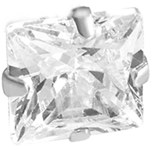ENTREPLATA Un Pendiente de Plata de Ley 925 Circonita Individual Cuadrada Brillante Talla Diamante Alta Luminosidad Unisex Hipoalergénico 7x7 mm