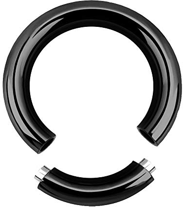 Treuheld® | 5mm x 16mm Segmentring Piercing Ring | Chirurgenstahl | Dick | Schwarz | Intimpiercing für Frau und Mann, Septum, Ohr, Lobe, Nase, PA