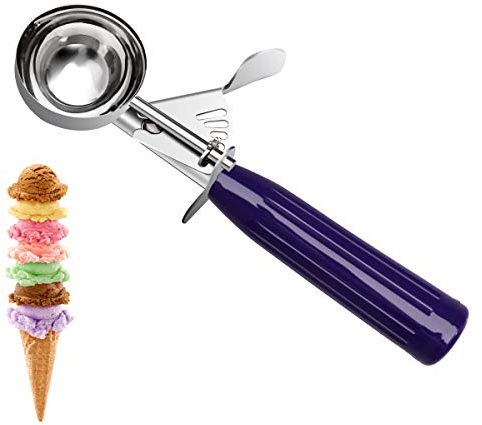TOPKITCHEN Commercial-Grade Ice Cream Scoop 0.75 oz, 18/8 Stainless Steel Cookie Scoop with Plastic Handle, Portion Control Disher Scoop for Bakeries, Restaurants & Dessert Shops, #40, Purple