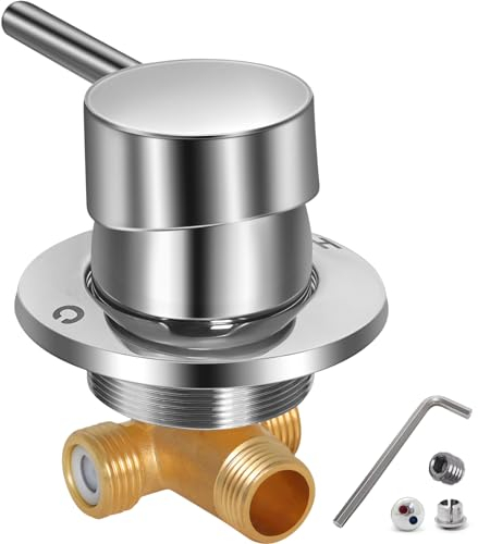 Gekufa Miscelatore Termostatico per Doccia in Ottone, Rubinetto di Uscita Due in Uno G1/2 per Bagno Acqua Fredda e Calda per Cabina Doccia Integrale