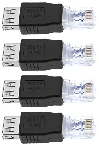 eMagTech 4Pcs Ethernet to USB Adapter USB 2.0 Female to RJ45 Ethernet Adapter Connector USB Transfer Network Plug Adapter Accessories Black