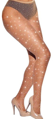 Betteraim Damen Strass Netzstrumpfhose Funkelnde Netzstrümpfe Karneval Glitzer Strumpfhose