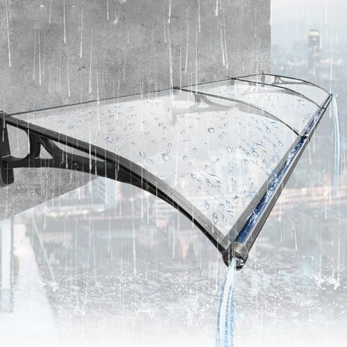 Moderne polycarbonate auvent de terrasse avec rainure de drainage, marquise de porte exterieur Support en aluminium, muet toiture auvent de porte d'entrée, Coupe-vent, pluie, neige, rayons UV. ( Color