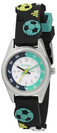 Tikkers Kids Time Teacher 3D Navy Football Silicone Strap Analogue Watch