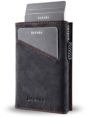 DAPARA Geldbörse Herren | Slim Wallet Herren mit Münzfach & RFID-Schutz | Portmonee Männer | Kartenetui für 12 Karten | Smart Wallet for Men | Karten Geldbeutel | Portemonnaie | Microfiber