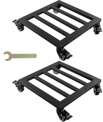 MUKSEUT 2 PCS 30 cm Plant Caddy, 12 Inch Plant Pot Stand with Lockable Caster Wheels, Carbon Steel Flower Pot Carrier with Rolling Wheels for Indoor Outdoor Garden Flower Pot