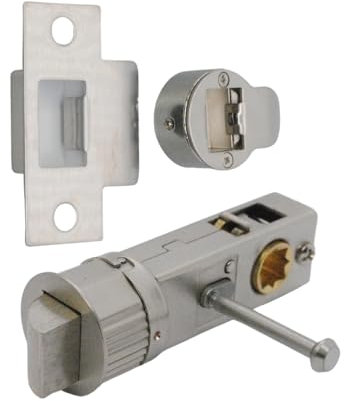 Smart Push Button Privacy Quick Latch 57mm Backset Round Tubular Latch in Satin Chrome