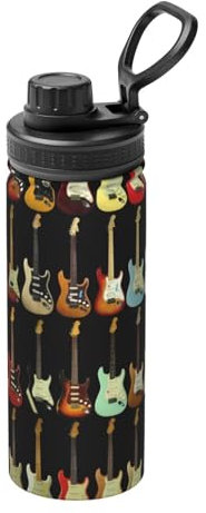 Bouteille d'eau isotherme en acier inoxydable avec motif guitare artistique 532 ml
