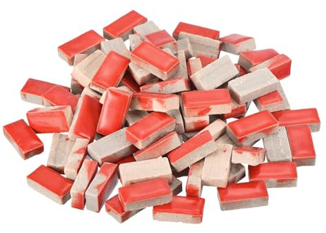 QUARKZMAN 200g Keramik Mosaikfliesen für Bastelbedarf, Rechteckige rote Keramikfliesen für Mosaik-Sets Garten Trittplatten Cup Mat