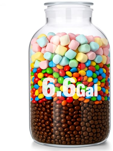 Maxdot Large Glass Jar with Airlock Lid 6.6 Gallon Large Storage Glass Jars Wide Mouth Fermentation Jar with Ropes Fermentation Container Jug for Wine Making