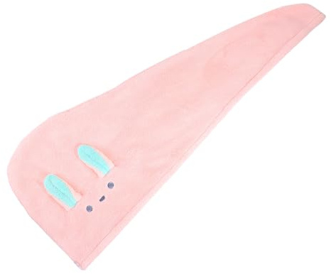 Cartoon Haartrocknerhut Rosa mit Kaninchenohren aus Baumwolle | Haarschonendes Design, Saugfähige Ausführung, Praktische Form für Pflege und Ordnung