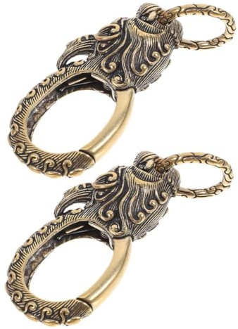ULTECHNOVO 2pezzi Portachiavi a Forma Di Testa Di Drago in Ottone Design Vintage Compatto Per Chiavi Auto Clip e Gancio Inclusi Per Uso Quotidiano e Progetti Fai Da Te