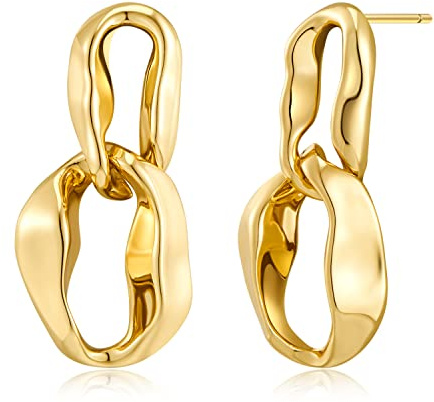 TOVABA Gold Ohrringe Damen - Trendige Statement Ohrringe aus glänzendem Gold, Großes Design, Perfekt für besondere Anlässe und tägliches Styling