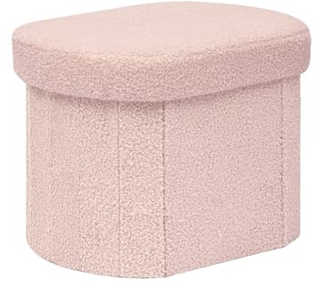Bonlife Sitzbank mit Stauraum, klappbare Sitztruhe, Aufbewahrungsbox, Fußbank, Liebe, für Schlafzimmer Wohnzimmer Flur, Rosa, 41X31X31cm