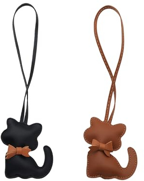 Zosutetoxo 2er Set Katzen Taschenanhänger: Aus Hochwertigem PU Leder mit Niedlichen Cartoon Kitten Designs, Stylische Accessoires für Damen