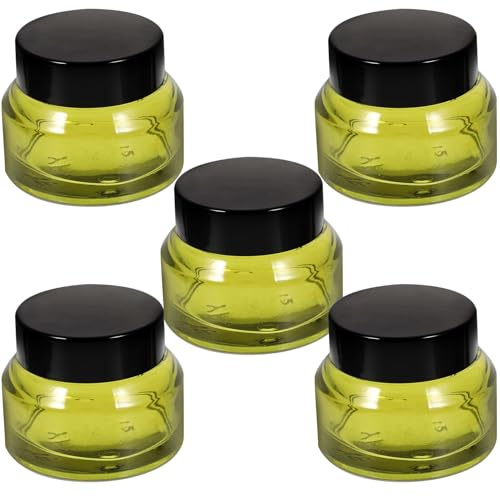 jojofuny 5 Pots de Crème Vides en Verre 15g Pots D'échantillons Cosmétiques Rechargeables pour Voyage Couleur Aléatoire