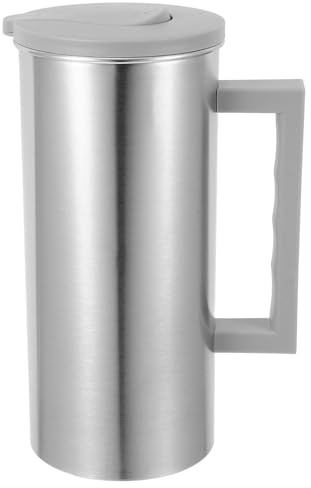Vaguelly Carafe à Eau Froide Grosse Capacité en Acier Inoxydable avec Poignée, Pichet Multifonction pour Jus et Boissons Froides, Récipient Solide Adapté Maison Bureau Extérieur, Couleur