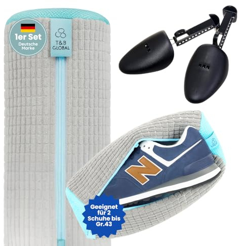 T&B Schuhwaschbeutel Waschmaschine – grau - 1 STK. - 360° Reinigung - Wäschesack Schuhe - wiederverwendbarer Schuhwaschsack für Sneaker, Turnschuhe, Sportschuhe - Waschbeutel- Schuhbeutel