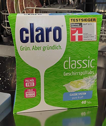 Claro Classic - 200 Stück Öko Spülmaschinentabs, Phosphatfrei, Unparfümiert