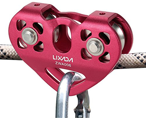 Lixada Zip Line Pulley 30KN Tandem Speed Double Pulley for 1/4 5/16 3/8 1/2 Cable Backyard Zipline, Hauling, Rigging and Commercial Purposes,Holds Upto 6700lbs