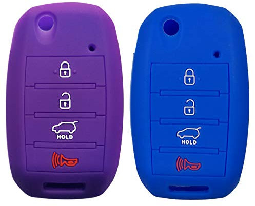 Coolbestda 2Pcs Rubber 4buttons Folding Key Fob Protector Case Cover Keyless Entry Holder Skin for 2016 2017 2018 2019 Kia Optima Soul Sorento Sportage Forte Rio Sedona （Not Fit Smart Key Fob）