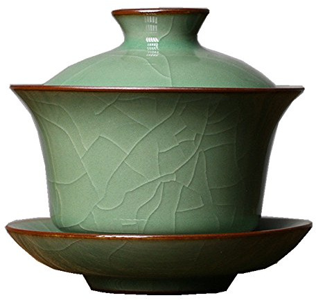 Gaiwan Kung Fu tazze da tè con coperchio 141,7 gram porcellana cinese Celadon Army Green Crack