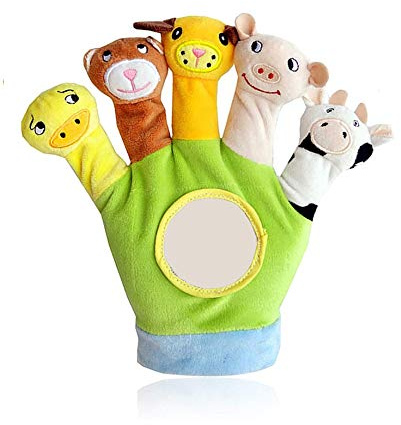 Xrten Gants de jeu pour bébé, animaux en peluche, marionnettes, jouet, gants (vert)