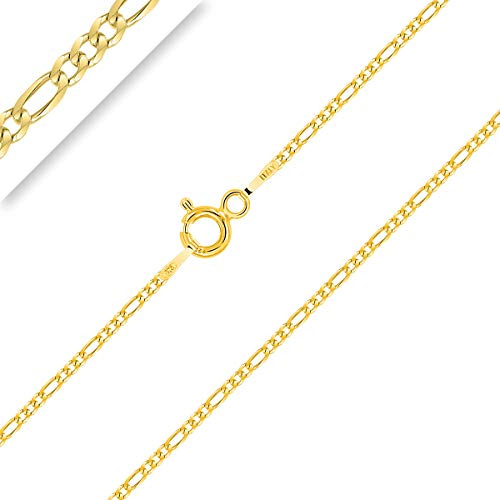 PLANETYS - Chaîne Maille Figaro (1+3) Argent 925/1000 Plaqué Or Jaune 18 Carats Largeur 1.5 mm 70 cm