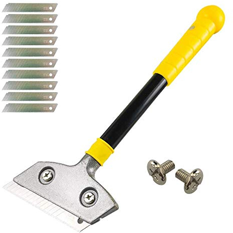 Set Raschietto, Includere un Manico Lungo Raschietto Resistente e un Spatole per Vetro, Tinta, Finestra, Rimozione di Colla, Vernice, Decalcomanie - con 10 Lame