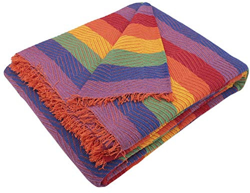 MERCURY TEXTIL- Colcha Multiusos Sofa,Manta Foulard,Plaid para Cama,Cubresofa Cubrecama,jarapas,Comoda Practica y Suave. Poliester Algodón (180 x 260cm, Espiga Arcoiris)