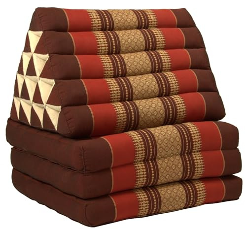Fine Asianliving Colchón Tailandés de 3 Pliegues con Cojín Triangular Plegable 54x180x6cm XL Rojo