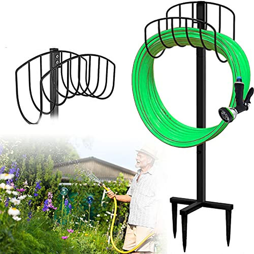 GBHJJ Enrollador de Manguera de Pie, Soporte de Almacenamiento de Manguera de Agua de Metal Resistente para CéSped de JardíN, Negro, Hecho de Acero de Calibre (Sin Manguera),D
