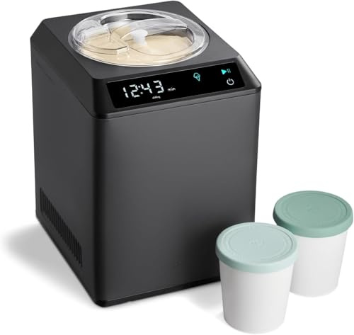 SPRINGLANE Heladera yogurtera 2 en 1 ERIKA con compresor de refrigeración y función de calefacción, 2,5 l Máquina de helados y yogur en acero inoxidable, función de mantenimiento de frío