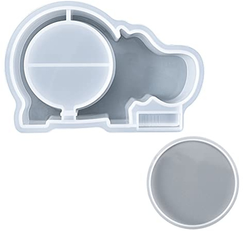 Piggy Bank Resin Molds Storage Elephant Hippo Pig Silicone Mold Coin Holder Molds Resin Jewelry Box Epoxy Mould DIY Crystal Agate Casting Mold for Coins, Jewelry Organizer