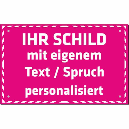 INDIGOS UG - Schilder selbst gestalten - pink - Aluverbundplatte 12 Größen - 30x20-200x100cm - Schild personalisiert mit Text - Schrift - für Garage, Hotel, Parkplatz, Schule, Carport, Firma