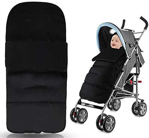 Luchild Fußsack für Kinderwagen Buggy, Fusssack Winter Baby Buggy Weich und Wasserdicht Universal Kinderwagen Babyfußsack mit Reißverschluss Passend für Alle Kinderwagen, 0-3 Jahre alt(Schwarz)