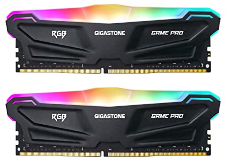 【RGB DDR4 RAM】 GIGSASTONE Game PRO 16GB Kit(2x8GB) DDR4 3200MHz PC4-25600 CL16-20-20-40 Intel XMP 2.0 AMD Ryzen 1.35V UDIMM 288Pin Nicht-ECC ungepuffert Desktop Hochleistung Arbeitsspeicher-Black