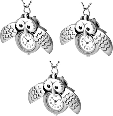 Gatuida 3stücke Retro Katzenkopf Taschenuhr Kreative Handliche Uhren Mit Eulen-Design Als Für Familie Und Freunde Silber