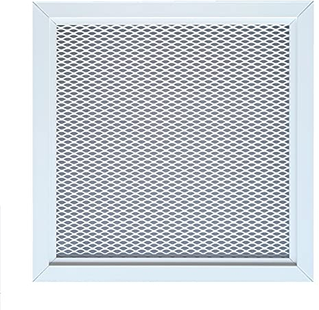 DEMLOU - Griglia di Ventilazione 25x25 cm Quadrata in Alluminio Perforato Bianco RAL9016 – Diffusore Aria Calda Interno/Esterno con Rete Protettiva Verniciata a Polvere.
