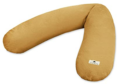 Julius Zöllner Muslin amningskudde ca 190 cm, fyllning 42 liter EPS-mikropärlor, överdrag av 100 procent bomullsmuslin, OEKO-TEXStandard 100, kanel