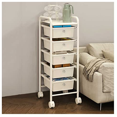 XPLKQXE Ausziehbares Mobiles Sideboard，Multifunktional Aufbewahrung Trolley，Mit Flaschenzug Küche Wohnzimmer, Weiß