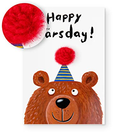 Inkognito Plüsch Postkarte, Anlass: ''flauschig'' im Motiv: ''Plüschkarte Happy Bärsday'', Künstler/Künstlerin: ''Nastja Holtfreter'' Art-Nr.: 38673, aufgelegt vom Berliner Verlag